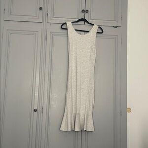 Banana Republic Light Gray Ruffle Midi Dress